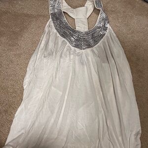 lola White Halter Camisole with Silver Beaded Neckline